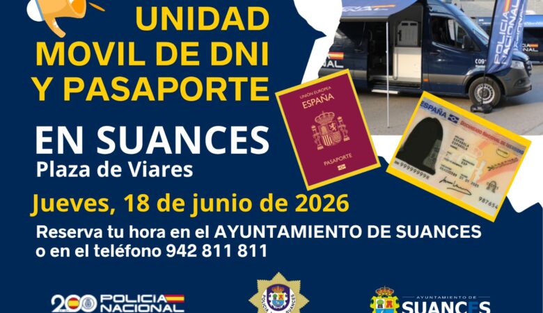La Unidad Móvil de DNI y Pasaporte llegará a Suances el 18 de junio de 2026